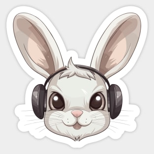 Rabbit With Headphones Sticker